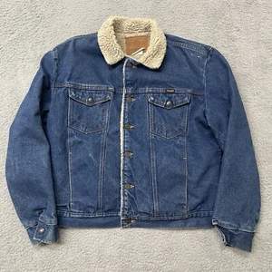 Vintage Men's Jacket Medium Wrangler 1980s Denim Fleece Sherpa Trucker USA MADE - Picture 1 of 12