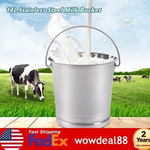 14L Edelstahl Milcheimer Eimer mit Deckel Milchkanne Weineimer Eimer NEU - Bild 1 von 7