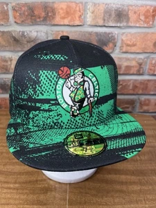 New Era Boston Celtics 59Fifty Black Green Size 7 1/2 Fitted Hat NBA - Picture 1 of 8
