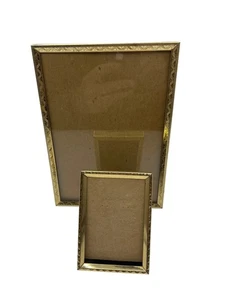 Vintage Gold-Tone Picture Frames 5x7 W/ Glass & 2.5x3.5 Without Glass C124 - Picture 1 of 6