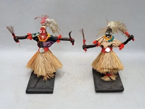 2 DANSEURS MINIATURES AFRICAINS DE COTE D'IVOIRE / TRAVAIL COLON ANNEES 60/70 - Picture 1 of 5