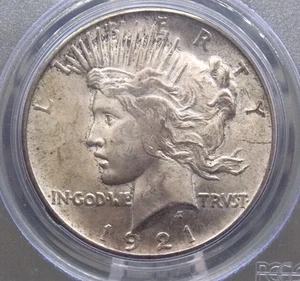 1921 "P" Peace SILVER Dollar "HIGH RELIEF" $1 PCGS MS63 CAC #852 Unc BU ECC&C - Picture 1 of 6