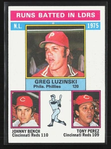 1976 Topps #195 1975 NL RBI Leaders (Luzinski / Johnny Bench / Tony Perez) EX - Bild 1 von 2