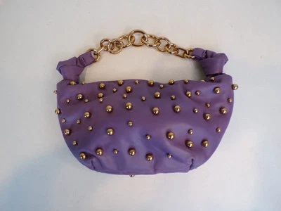 Mini bolso ZARA lila con cuentas con asa en tono dorado Foto 1 de 4