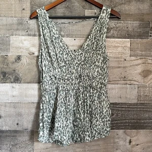 NWT Maurices Size M Grayish Green Leopard Print Sleeveless Top Gathered Career - Picture 1 of 6