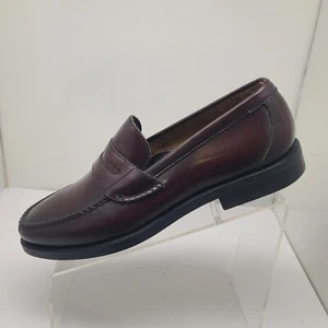 Bass Express Penny Loafer Shoes Men's Burgundy Leather Slip on Size 10 M - Picture 1 of 11