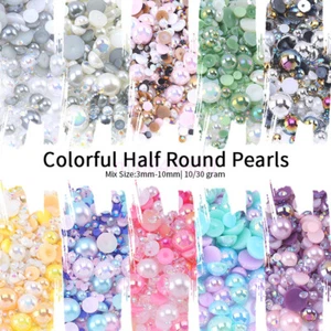 Mixed Flat Back Pearls Rhinestones Embellishments Face Gems Craft Card Art Jewel - Picture 1 of 37