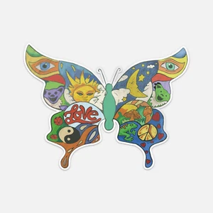 Psychedelic Butterfly Sticker Vinyl Car Bumper Decal - Picture 1 of 4