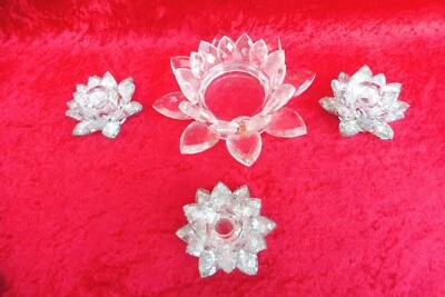 4 Elegantes Candelabros, Candelabros De Cristal Macizo, 1,7kg, Forma: Nenúfar - Imagen 1 de 4