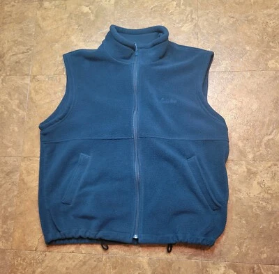 Cabela's Fleece Vest Mens XL Green Full Zip Mock Neck Polartec Outdoor Pockets  - Image 1 of 4