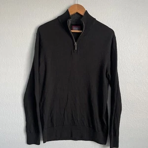 Untuckit Pullover Herren klein schwarz Pull Over Quarter Zip feine Merinowolle - Bild 1 von 6