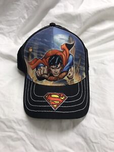 DC Comics Superman Hook and Loop Adjustable Hat Cap Black New animated