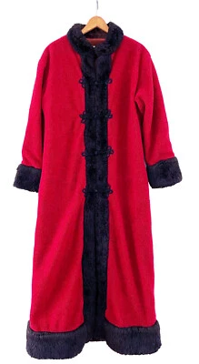 Maxi Abrigo TASHA POLIZZI Rojo Polar Imitación Piel Ribete Mujer Talla M De Colección Foto 1 de 4