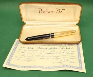Vintage Parker 51 Penna Stilografica Oro placcato Nero Scatola originale e docum - Imagen 1 de 4