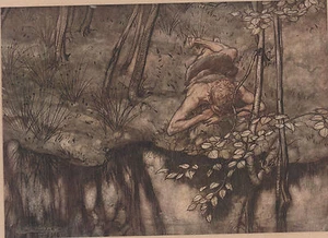 Seigfried Reflexion Wagner Ring Arthur Rackham 1911 Antik Kippdruck - Bild 1 von 5