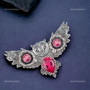 Natural Tourmaline Gemstone Pendant Pink 925 Sterling Silver Indian Jewelry - Picture 1 of 6