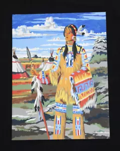 Malen nach Zahlen Südwestindianer Kriegerin Frau Mädchen blauer Himmel Wolke 8x11 UNGERAHMT - Bild 1 von 9