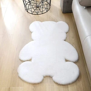 3x3.9ft White Small Bear Shaggy Rug, Soft Fluffy Faux Sheepskin Fur Rug Fuzzy... - Picture 1 of 9