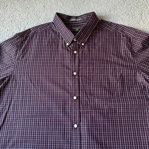 NUEVA Camisa Eddie Bauer Para Hombres 3XL Púrpura A Cuadros Abotonada Calce Relajado Sin Arrugas - Imagen 1 de 11