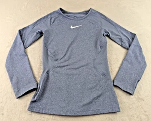 Nike Pro girls sz M Tight Fit Training Shirt blue long sleeves cj4373 0525 - Picture 1 of 3