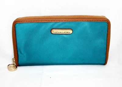 MICHAEL KORS Kempton Large Blue Nylon Zip Around Bi-fold Continental Wallet - Image 1 of 4