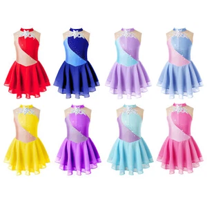 Girls Shiny Sequin Ballet Figure Ice Skating Dress Skirted Leotard Dance Costume - Picture 1 of 78