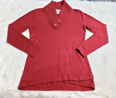 Suéter túnica larga roja borgoña vintage Suzie para mujer/dama talla pequeña YY-1 Foto 1 de 4