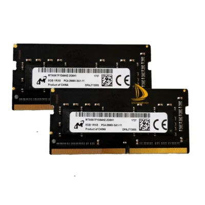 Micron 2x 8GB 1RX8 PC4-21300 DDR4 2666V 1.2V SODIMM Laptop Memory RAM Intel - Image 1 of 4