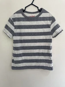 Cat & Jack Kid Boys Striped Cotton Blend Crewneck Short Sleeve Shirt Gray XS 4/5 - Picture 1 of 4