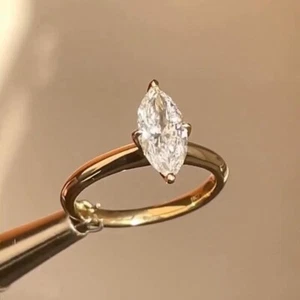 1.25CT Marquise Cut Lab-Grown Diamond 10K Yellow Gold Engagement Solitaire Ring - Picture 1 of 8
