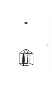 Hukoro Alfa 12" 4-Light Modern Rectangle Lantern Pendant Light Matte Black - Picture 1 of 3