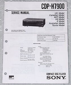 SONY CDP-H7900 Compact Disc CD Player Service Manual & Parts List Orig. Repair