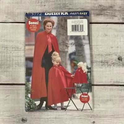Butterick 5772 Sewing Pattern Cape Mother Daughter 18 Inch Doll Costume UNCUT - Image 1 of 3