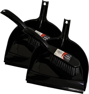 Black Dustpan and Brush Sets 2 Pack, Portable Cleaning Brush and Dustpan-Durable - Picture 1 of 6