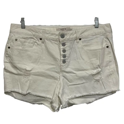 Pantalones Cortos Denim Torrid Blanco Envejecido Botón Mosca Dobladillo Crudo Nuevos con Etiquetas Talla 16 Foto 1 de 4