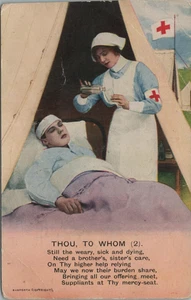 Bamforth 1. Weltkrieg Rotes Kreuz Krankenschwester Patient "Du, an wen" Gedicht Andacht Postkarte - Bild 1 von 2