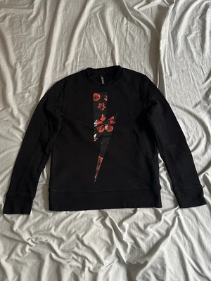 NEIL BARRETT Men’s Fair-Isle Thunderbolt Logo Sweatshirt Slim Fit Regular XS - Image 1 of 4