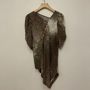 Willow Womens Silk Top Size 12 Short Sleeve Asymmetrical - Picture 1 of 12