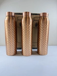 NORMAN JR, Copper Water Bottle 1L - Gift Box of 3, Hammered, an Ayurvedic ves... - Picture 1 of 3