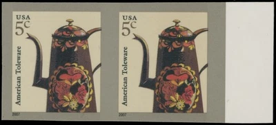 2008 USA, COFEEPOT 5C MULTI, SELF-ADHESIVE PAIR W/DIE CUTTING OMITTED SC.#3756Ab - Image 1 of 2