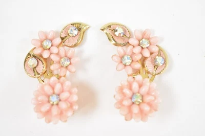 Pendientes escaladores florales vintage Coro rosa Foto 1 de 4