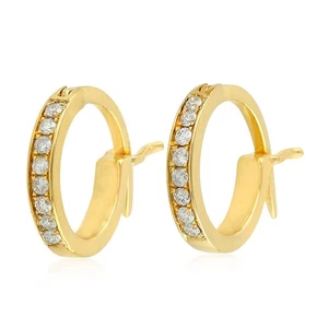 Pendientes Huggie Diamantes Oro Amarillo 10k Joyería - Imagen 1 de 6