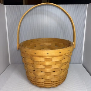 1996 Vtg Longaberger Medium Fruit Basket 13” tall with handle 7.5” diameter - Picture 1 of 7