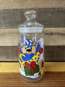 Vintage Christmas Apothecary Cookie Jar w/ Lid & Box Teddy Bears Made in France - Picture 1 of 6