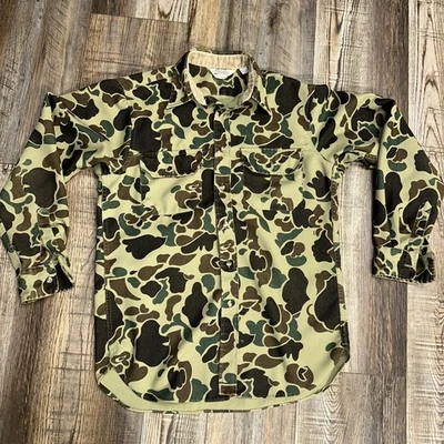 Vintage Cabela's Duck Hunter Camo Shirt Medium  Sidney Neb USA  Polyester - Image 1 of 4