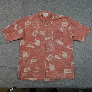Vintage Columbia Shirt Mens XXL Short Sleeve Button Map Island All Over Print - Picture 1 of 9