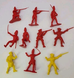 Classic Toy Soldiers American Revolution  German Hessians Red Yellow 10 Figures  - Picture 1 of 6