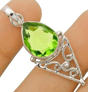 3CT Natural Peridot 925 Solid Genuine Sterling Silver Pendant Jewelry @12-8 - Picture 1 of 1