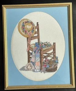 Finished Picture Chair Quilt Summer Dreams Cross Stitch Bonnie Disotell Bucilla - Picture 1 of 4
