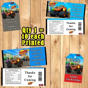 Blaze Monster Machine Birthday 10 ea Candy Bar Wrapper or Favor Tag Personalize - Picture 1 of 5